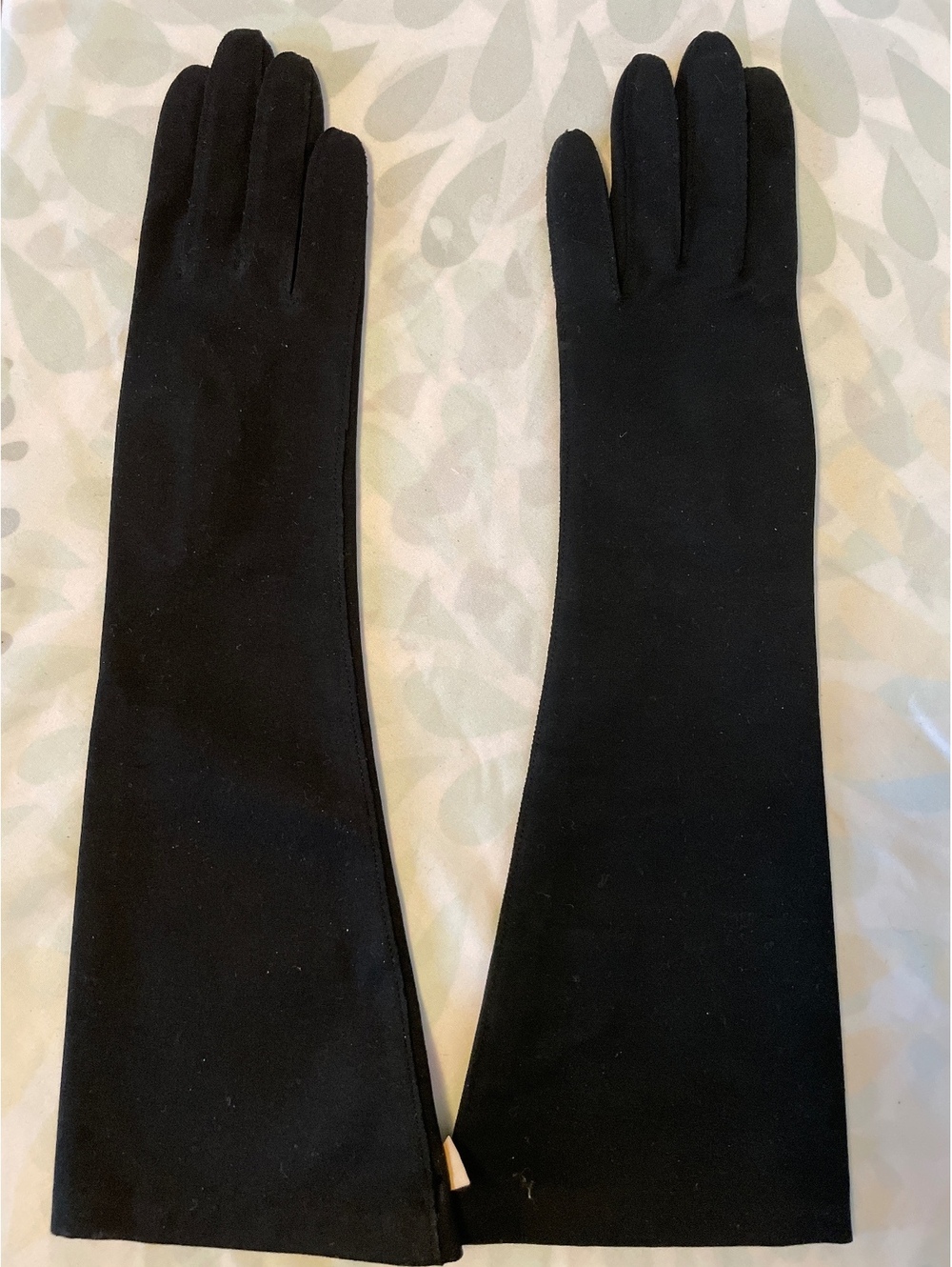 Vintage NOS Heavenly Touch Aris Black Opera Length Dress Gloves 6.5 Evening